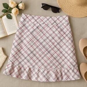 Lady Pinseeker Pleated Hem Golf Skort Plaid Pockets Built In Shorts Womens Small